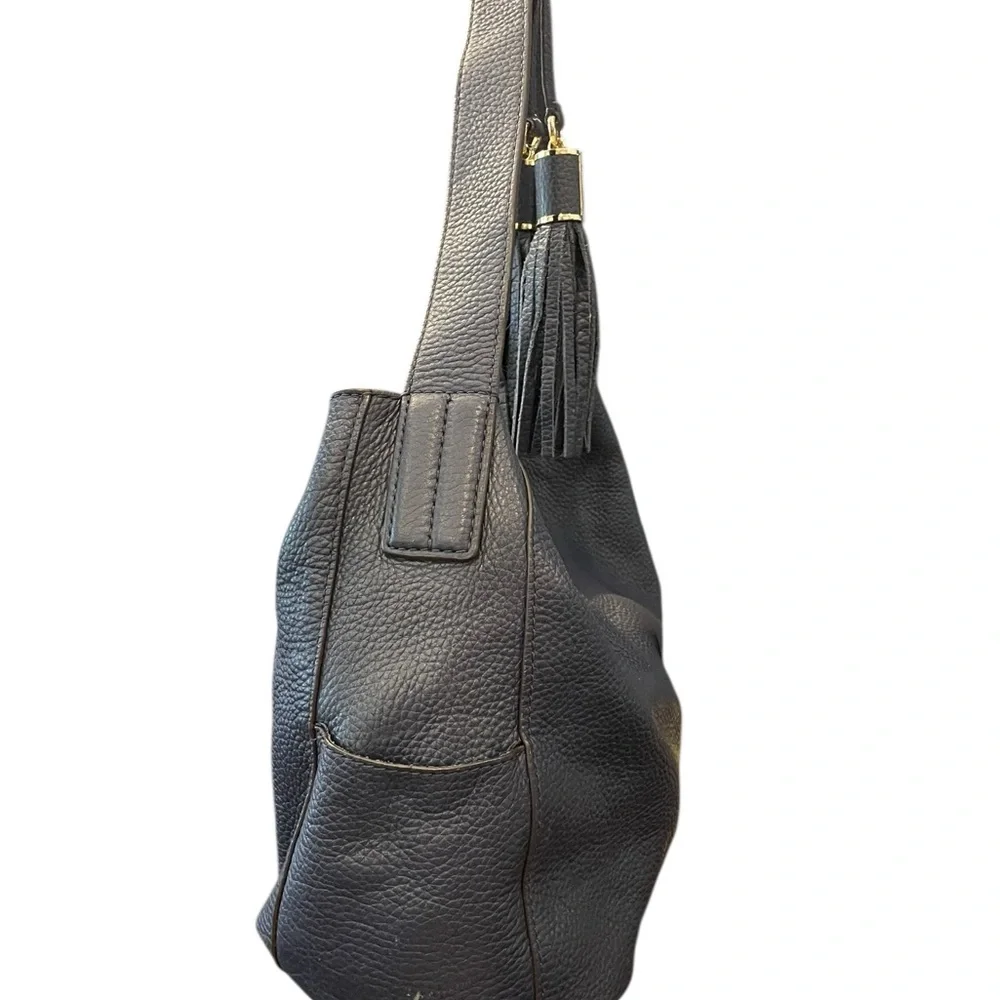 Beautiful Michael Kors Ashbury‎ Leather Slouchy Shoulder Bag Navy Blue Boho Hobo